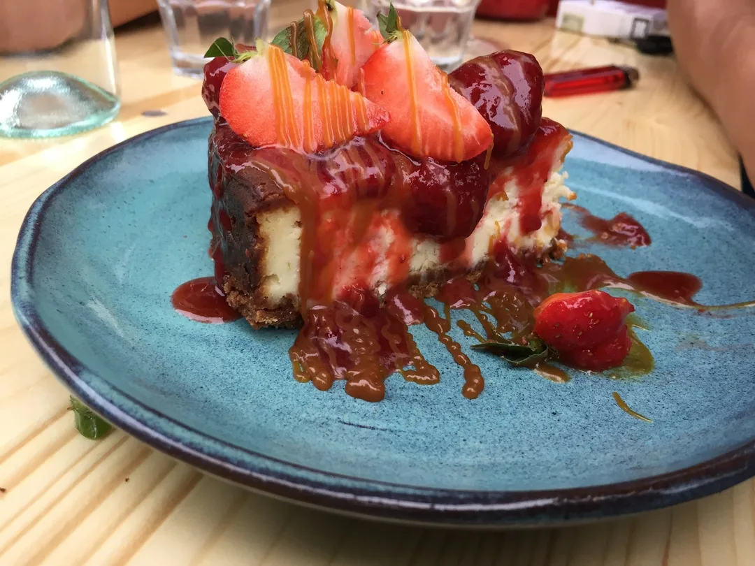 Cheesecake met aardbei — voor